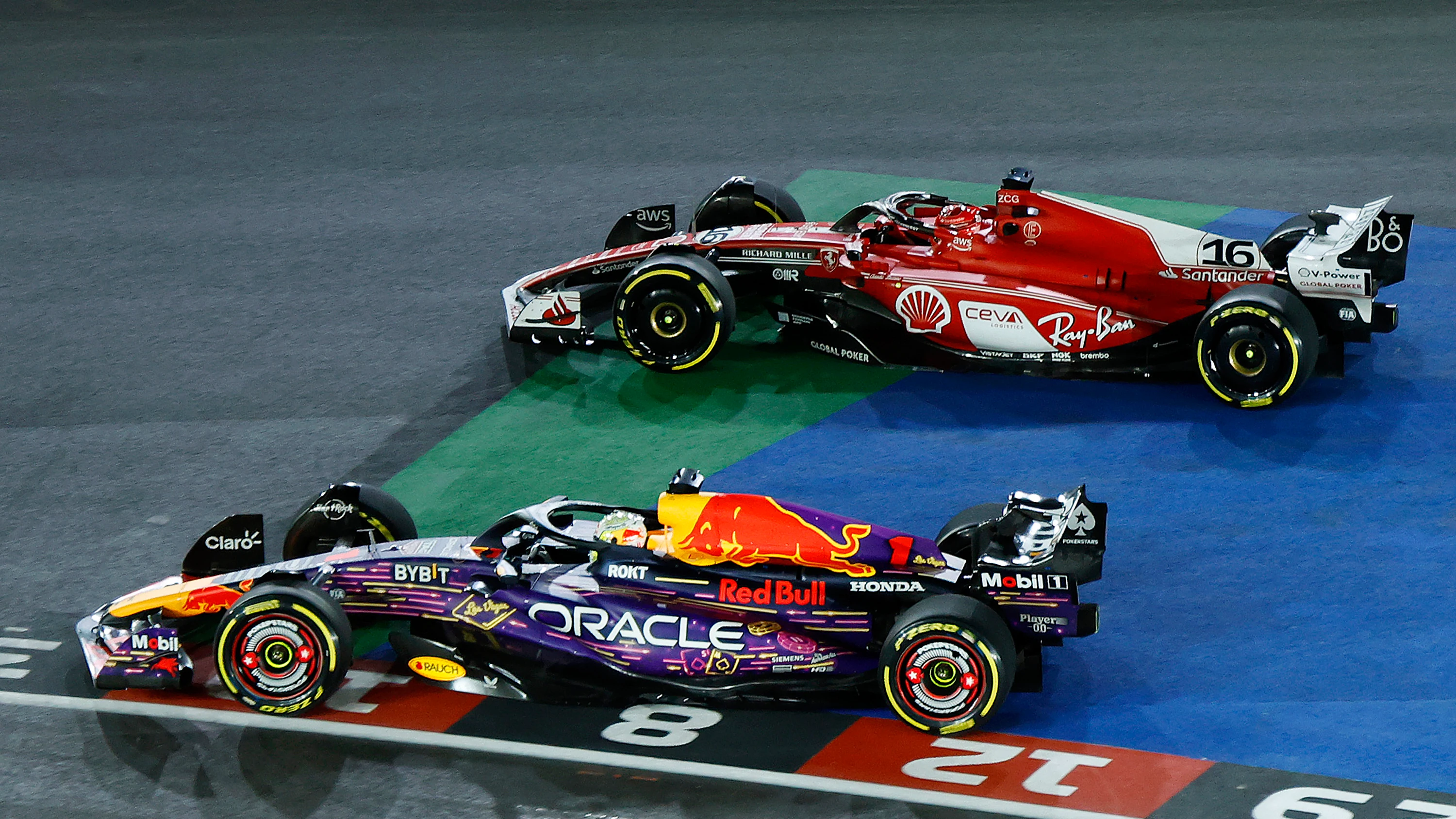 Max Verstappen y Charles Leclerc en Las Vegas