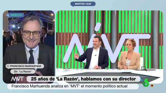 El reencuentro entre Cristina Pardo y Paco Marhuenda: "¿Llevas 25 años dirigiendo La Razón?" El reencuentro entre Cristina Pardo y Paco Marhuenda: "¿Llevas 25 años dirigiendo La Razón?"