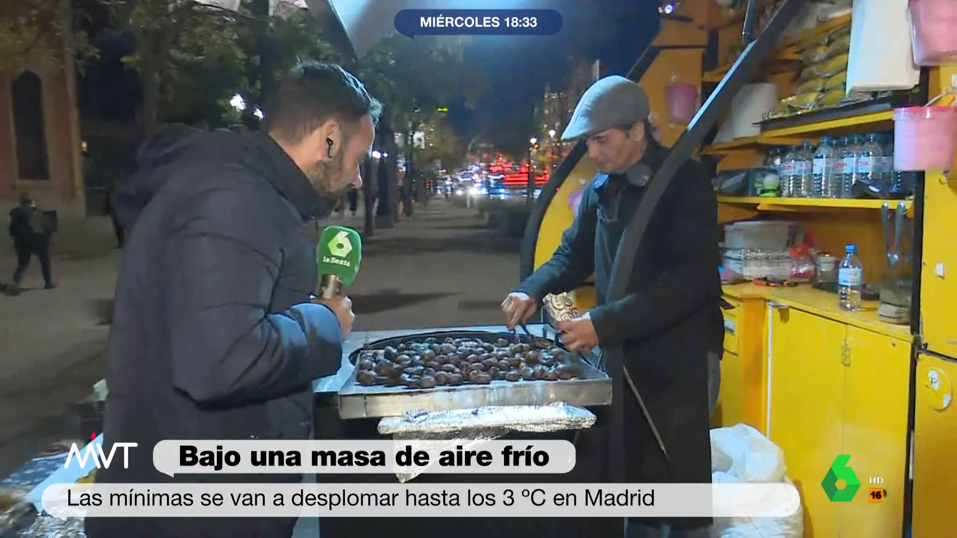 Más Vale Tarde conecta con Javier Bastida que se propone dar la bienvenida al frío en el centro de Madrid con las tradicionales castañas asadas. La reacción de Iñaki López cuando al reportero no le llega el 'presupuesto', en este vídeo.