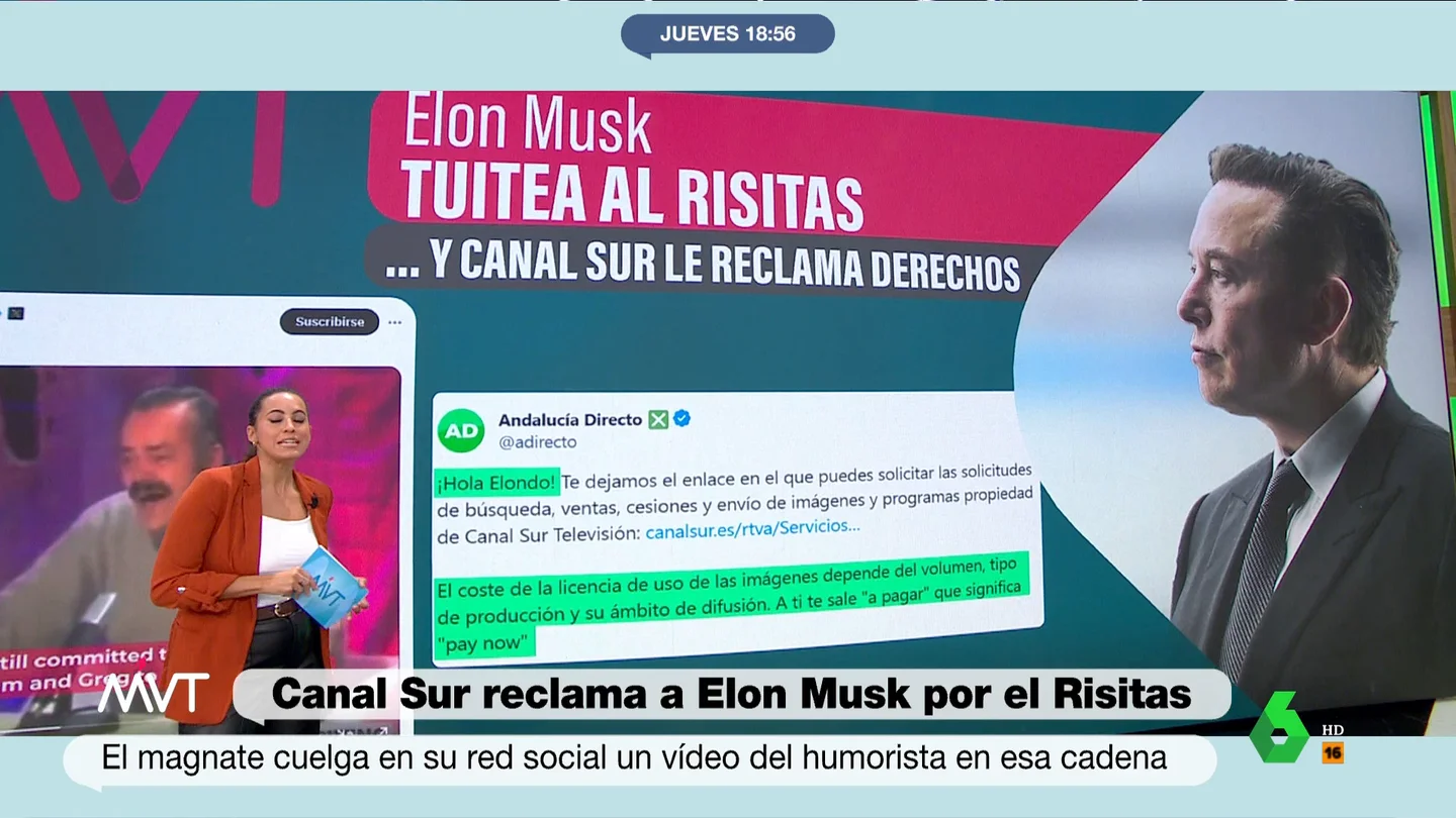 Elon Musk se burla de OpenAI con un vídeo del 'Risitas' y Canal Sur le pide los derechos: "Te sale a pagar" Elon Musk se burla de OpenAI con un vídeo del 'Risitas' y Canal Sur le pide los derechos: "Te sale a pagar"Elon Musk se burla de OpenAI con un vídeo del 'Risitas' y Canal Sur le pide los derechos: "Te sale a pagar"