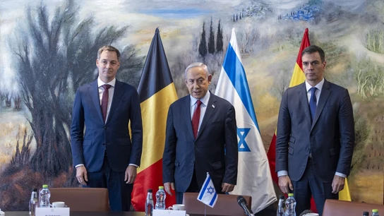 Pedro Sánchez se reúne con Netanyahu y el primer ministro belga, Alexander de Croo, en Israel. Pedro Sánchez se reúne con Netanyahu y el primer ministro belga, Alexander de Croo, en Israel.