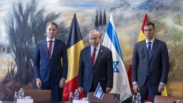 Pedro Sánchez se reúne con Netanyahu y el primer ministro belga, Alexander de Croo, en Israel. 