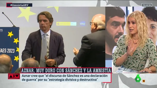 Afra Blanco, tajante ante los ataques de Aznar a Sánchez: "Tiene narices que venga hablando de guerra" Afra Blanco, tajante ante los ataques de Aznar a Sánchez: "Tiene narices que venga hablando de guerra"