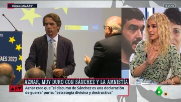 Afra Blanco, tajante ante los ataques de Aznar a Sánchez: "Tiene narices que venga hablando de guerra"