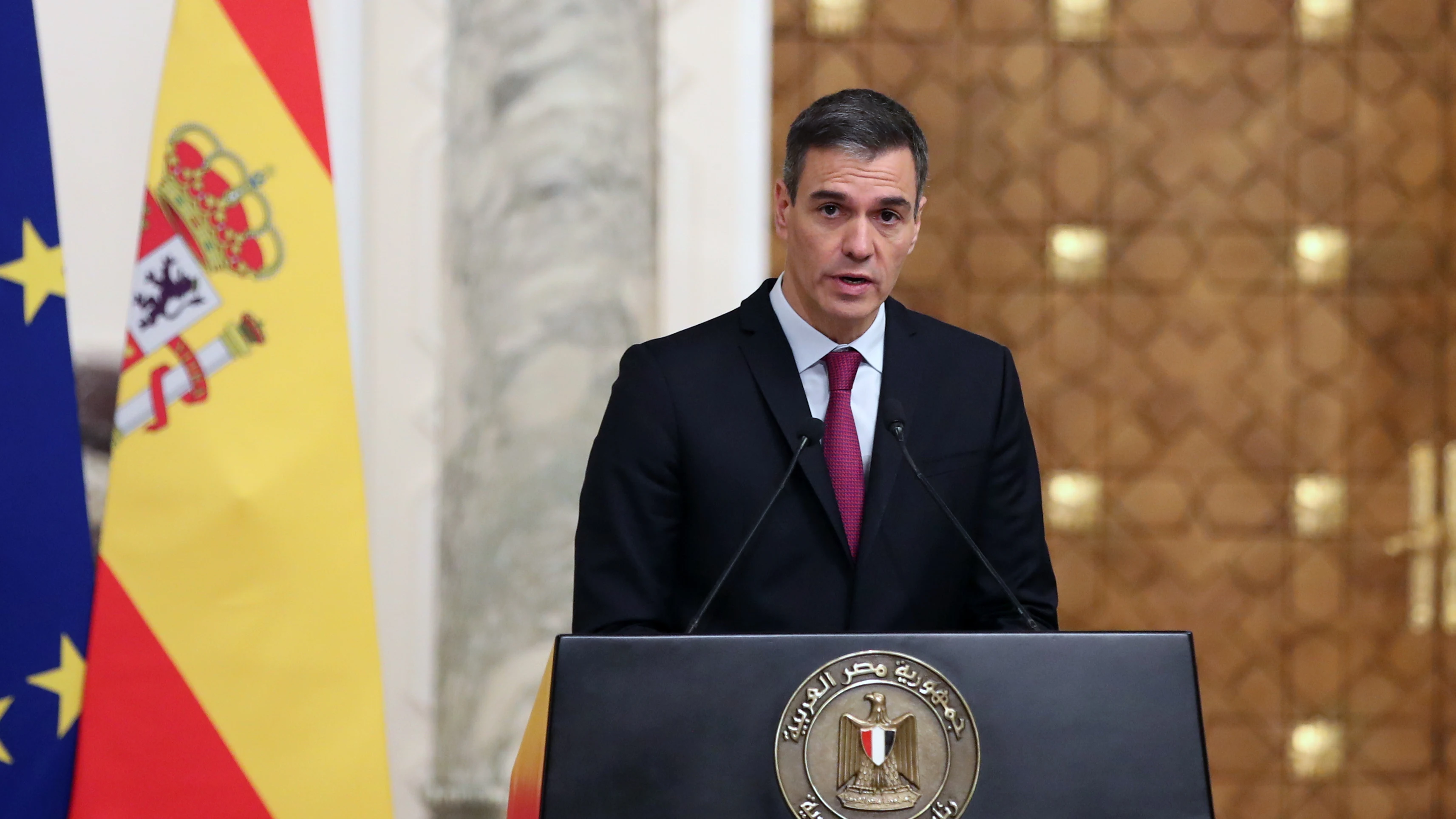 El presidente del Gobierno, Pedro Sánchez, en su visita a Egipto