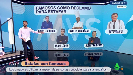 Iñaki López, Chicote y Boris Izaguirre, los 'ganchos' favoritos de los criminales para 'la estafa del famoso'. Iñaki López, Chicote y Boris Izaguirre, los 'ganchos' favoritos de los criminales para 'la estafa del famoso'.