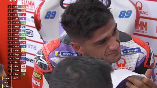 Jorge Martín, llorando en el box de Pramac Jorge Martín, llorando en el box de Pramac