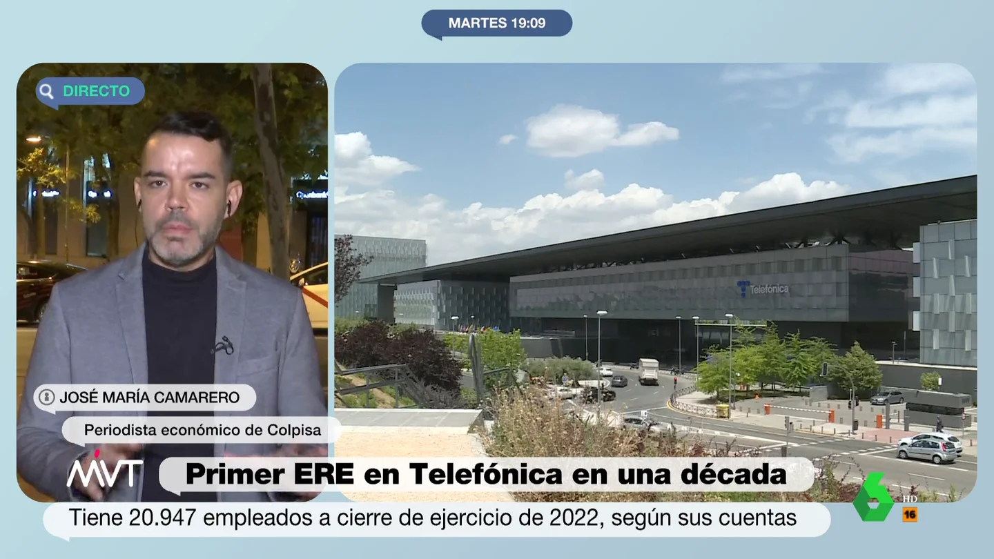 José María Camarero analiza el ERE de Telefónica: El proceso es prácticamente el mismo que con la banca "Se va a quitar de encima a una buena parte de su plantilla, que es la mayor, la que ya no le aporta tanto", afirma en este vídeo José María Camarero, que explica que, a pesar de lo que costarán los despidos a Telefónica, "a la larga le compensa bastante".
