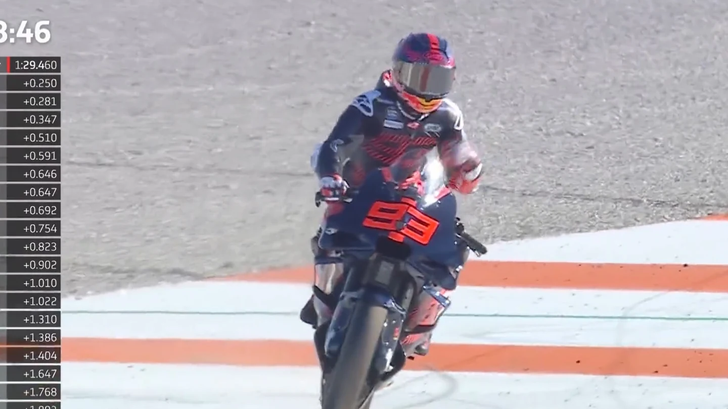 Gesto de Marc Márquez en su primer día con Gresini Gesto de Marc Márquez en su primer día con Gresini