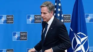 El secretario de Estado de EEUU, Antony Blinken, durante la reunión deministros de Exteriores de la OTAN en Bruselas. 
