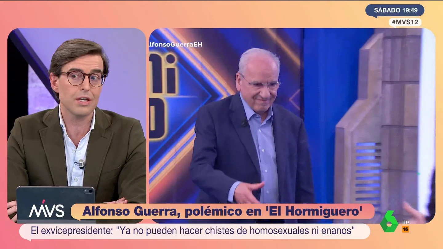 La reacción de Montensinos a las polémicas declaraciones de Alfonso Guerra en El Hormiguero La reacción de Montensinos a las polémicas declaraciones de Alfonso Guerra en El Hormiguero