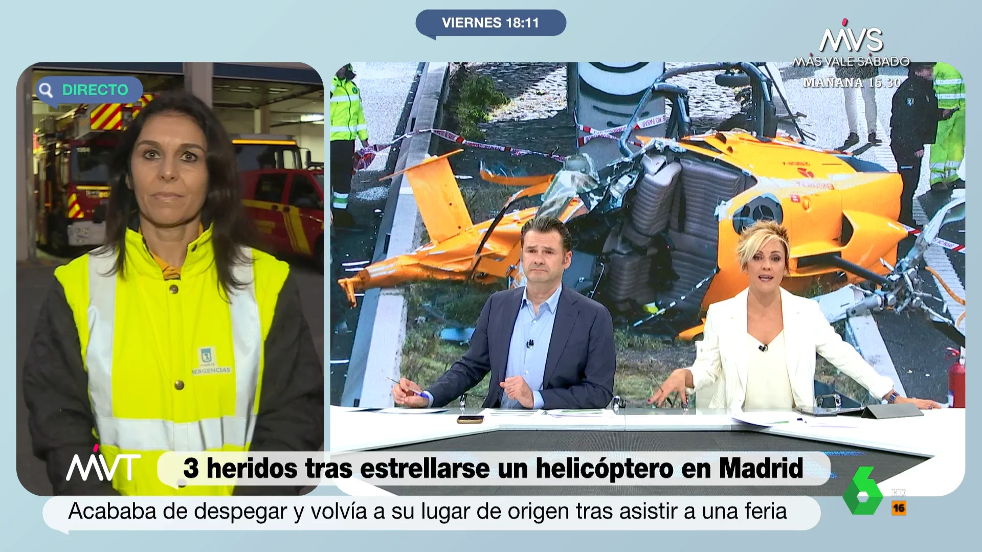 Los detalles del accidente de un helicóptero en la M-40: "Quizás por la pericia del piloto ha caído justo en la mediana"