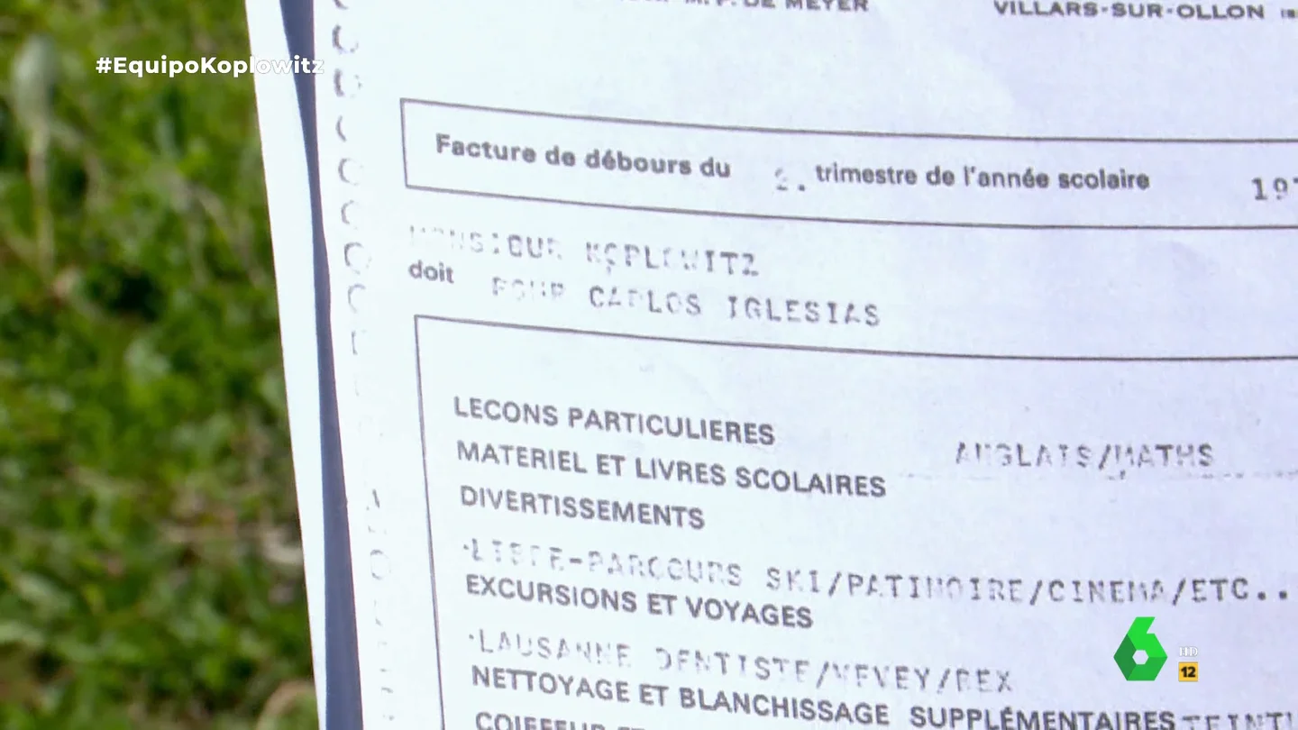 Equipo de Investigación accede a una factura a nombre de Monsieur Koplowitz que cubría los gastos de Carles 10 años después de la muerte de su padre Equipo de Investigación accede a una factura a nombre de Monsieur Koplowitz que cubría los gastos de Carles 10 años después de la muerte de su padre
