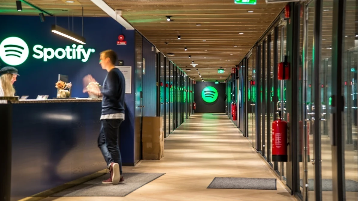 Recepción de oficinas de Spotify.