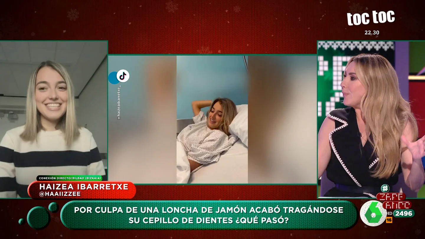 La broma de Haizea, la chica que se tragó un cepillo de dientes, en Zapeando: "Le voy a poner una cuerda al cepillo" La broma de Haizea, la chica que se tragó un cepillo de dientes, en Zapeando: "Le voy a poner una cuerda al cepillo"