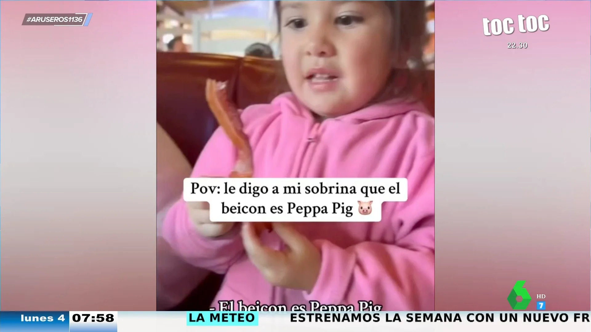 Así reacciona una niña cuando su tía le dice que el beicon que se está comiendo es Peppa Pig