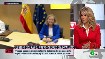 Díaz habla de "batalla ideológica" con Calviño: "Defiende un modelo de recortar derechos en el subsidio por desempleo" 