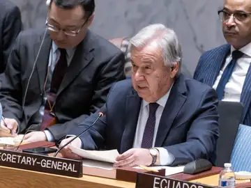 El secretario general de la ONU, António Guterres, habla durante una reunión del Consejo de Seguridad de Naciones Unidas.
