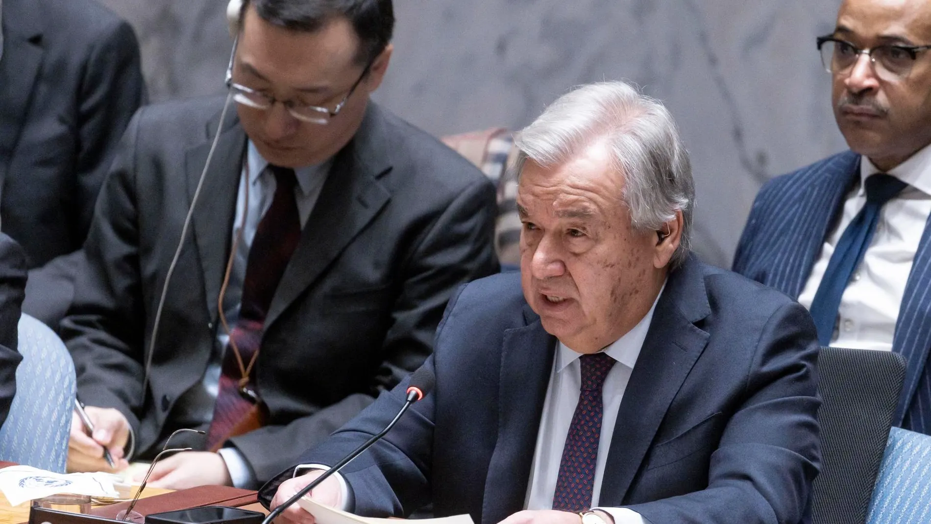 El secretario general de la ONU, António Guterres, habla durante una reunión del Consejo de Seguridad de Naciones Unidas.
