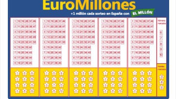 Un boleto de Euromillones para jugar en España, donde también se sortea 'El Millón'
