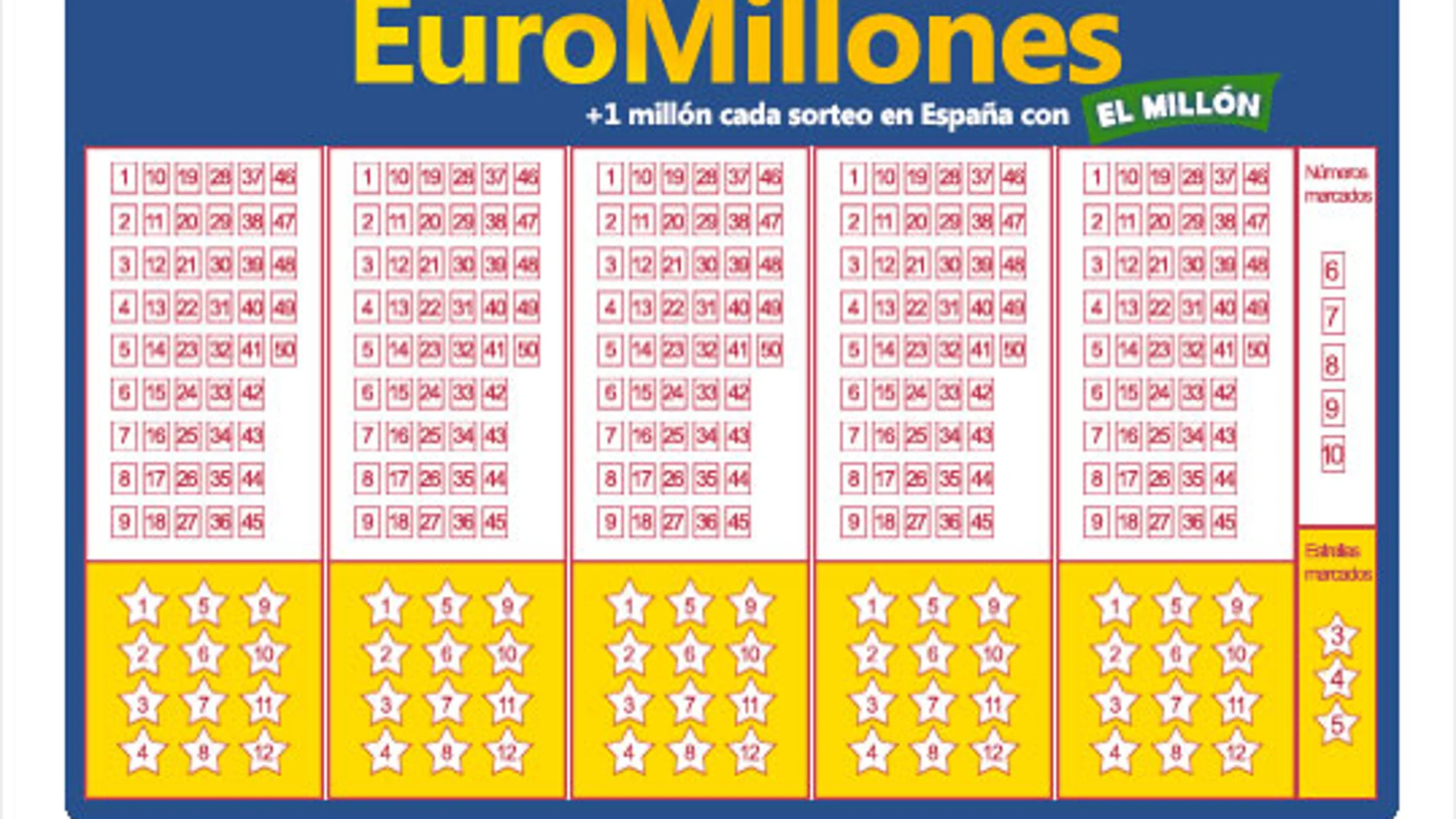 Un boleto de Euromillones para jugar en España, donde también se sortea &#39;El Millón&#39;