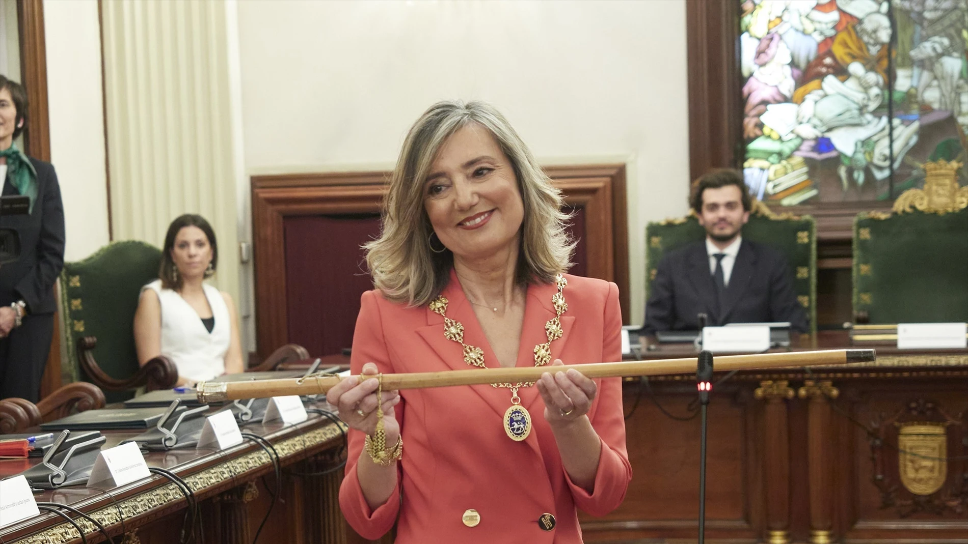 Cristina Ibarrola en su toma de posesión como alcaldesa de Pamplona