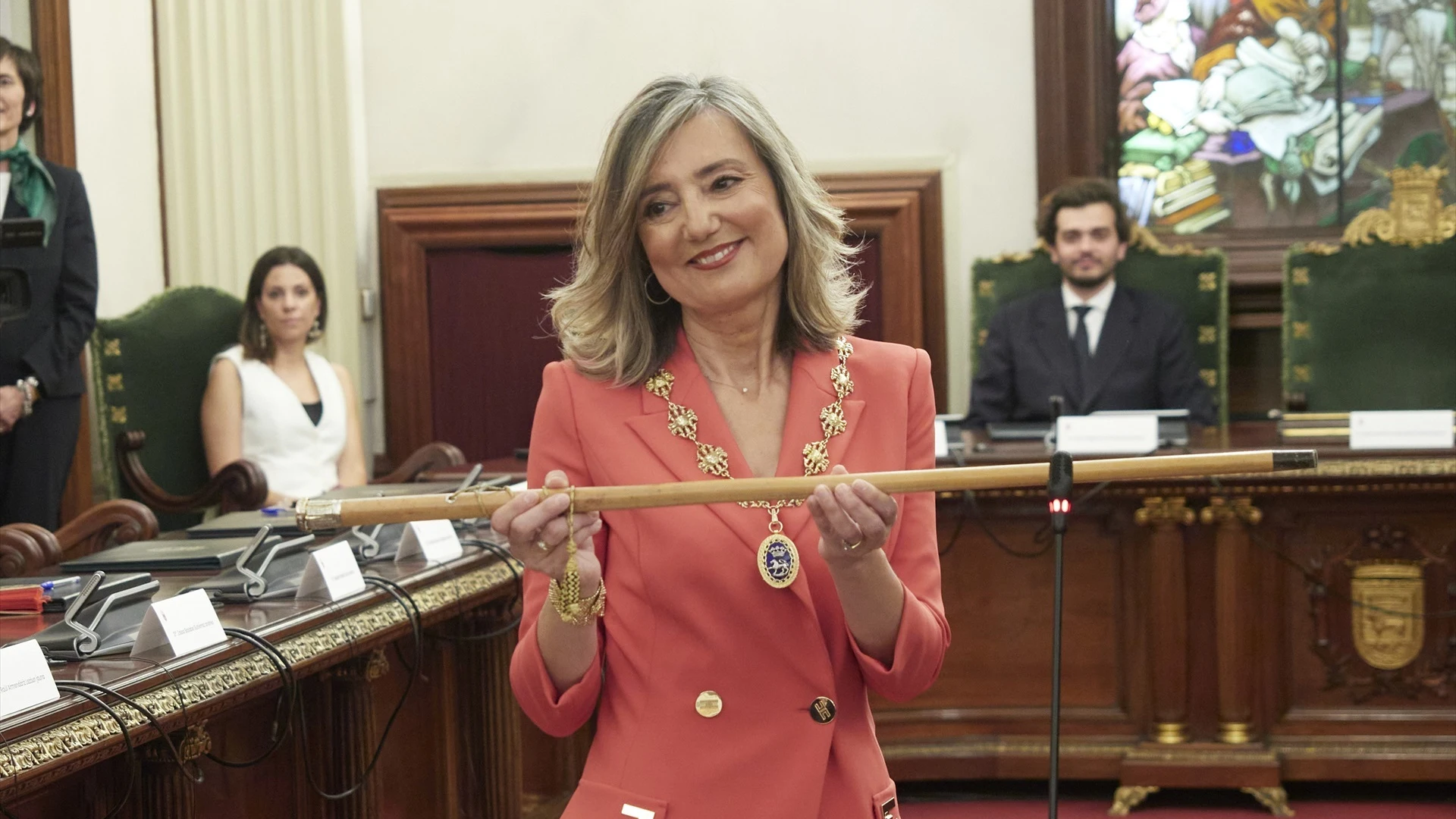 Cristina Ibarrola en su toma de posesión como alcaldesa de Pamplona