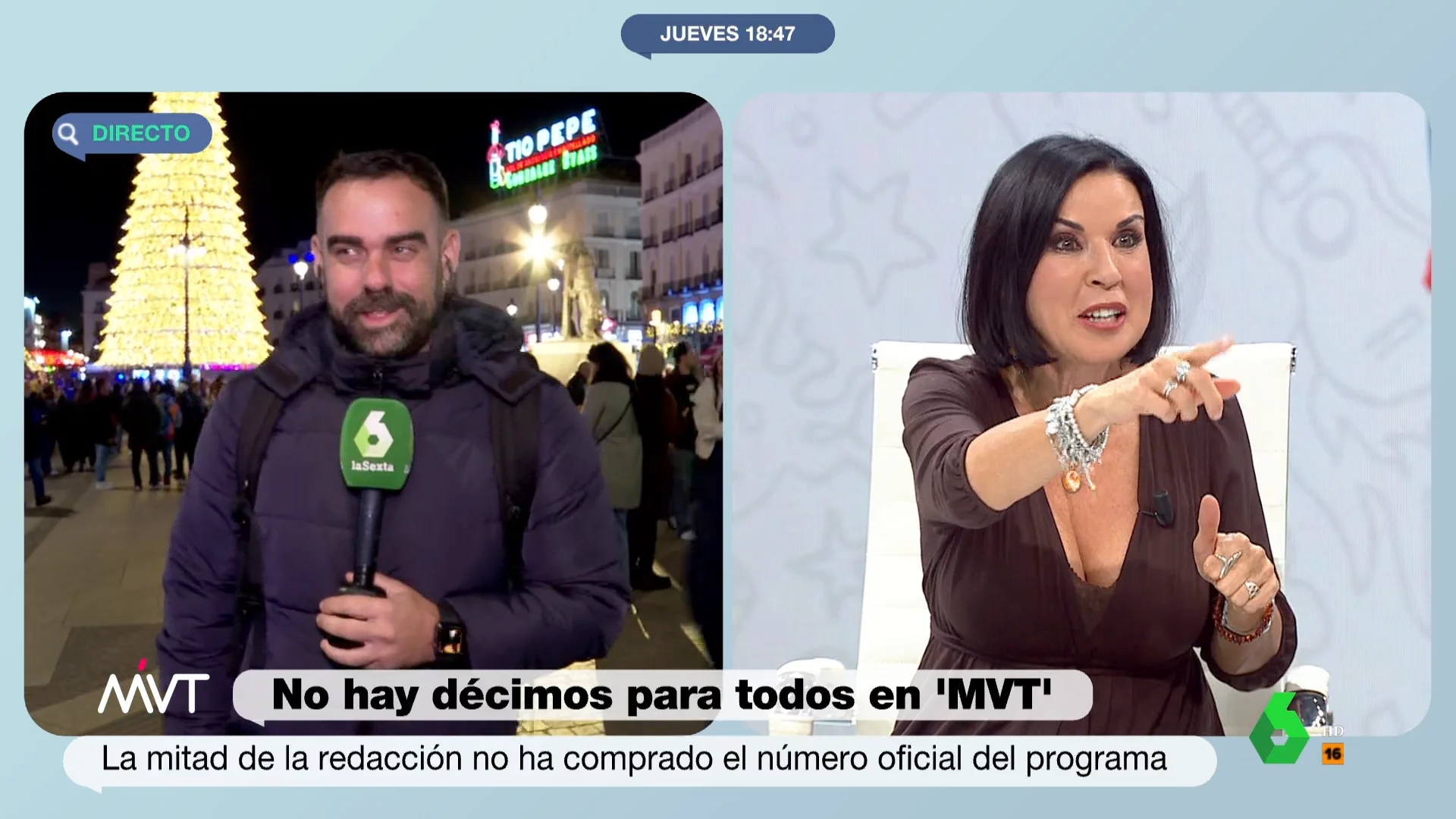 "Si has participado en un tanto por ciento, fotocopia o foto de WhatsApp con el DNI y cuánto me estoy jugando", recomienda en este vídeo Beatriz de Vicente al equipo de Más Vale Tarde ante el caos por compartir un numero de la Lotería de Navidad.