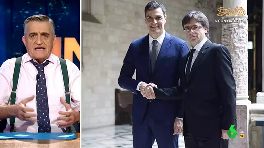 La reacción de Wyoming al posible cara a cara entre Sánchez y Puigdemont Wyoming y Sandra Sabatés analizan la noticia desvelada por el secretario general de Junts, Jordi Turull, de que Pedro Sánchez y Carles Puigdemont podrían tener una reunión. La 'agenda' del presidente del Gobierno, en este vídeo de El Intermedio.