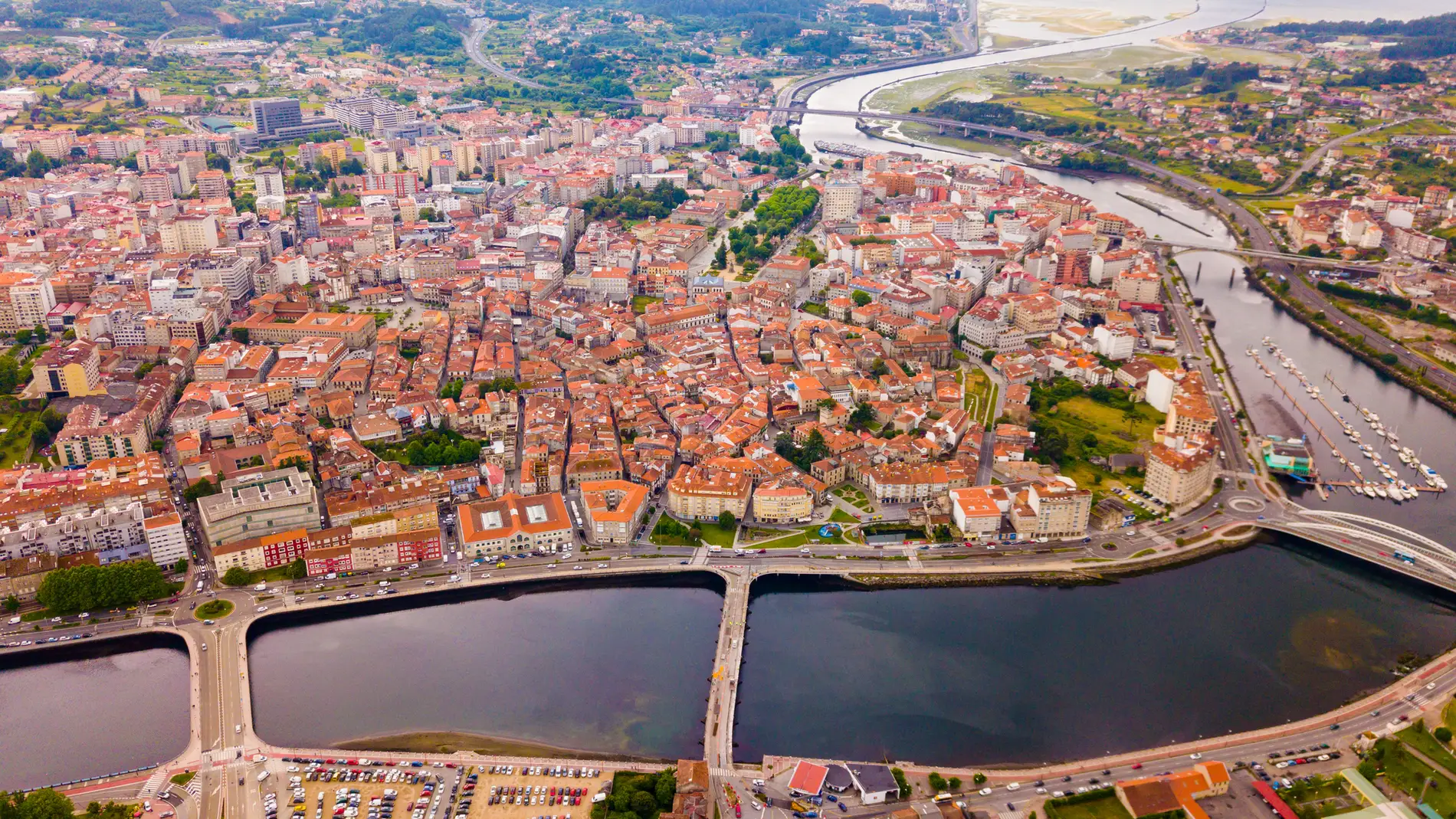 Pontevedra, en Galicia, vista desde arriba