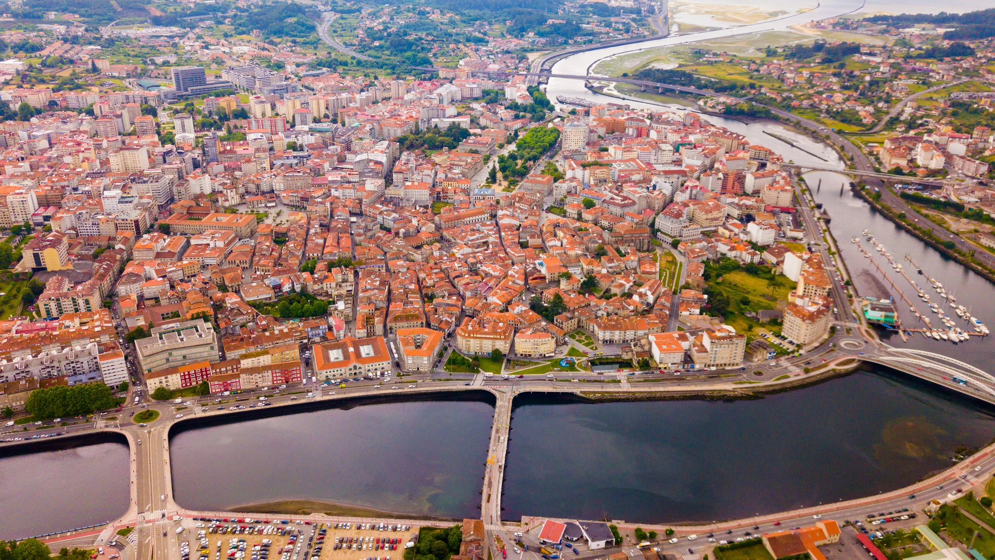 Pontevedra, en Galicia, vista desde arriba Pontevedra, en Galicia, vista desde arriba