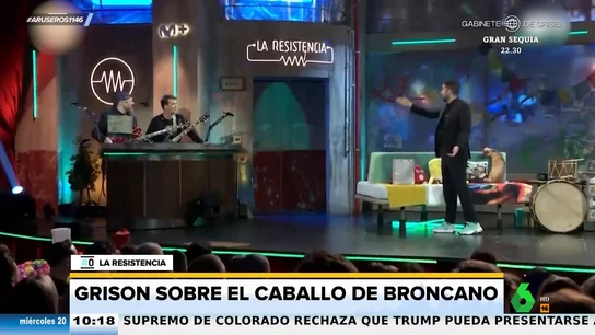 El cómico zasca de Grissom a David Broncano por su caballo: "No te drogas pero le metes 500 pavos todos los meses" El cómico zasca de Grissom a David Broncano por su caballo: "No te drogas pero le metes 500 pavos todos los meses"
