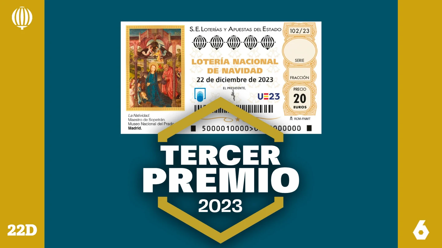 Tercer premio de la Lotería de Navidad 2023 El décimo del tercer premio de la Lotería de Navidad 2023