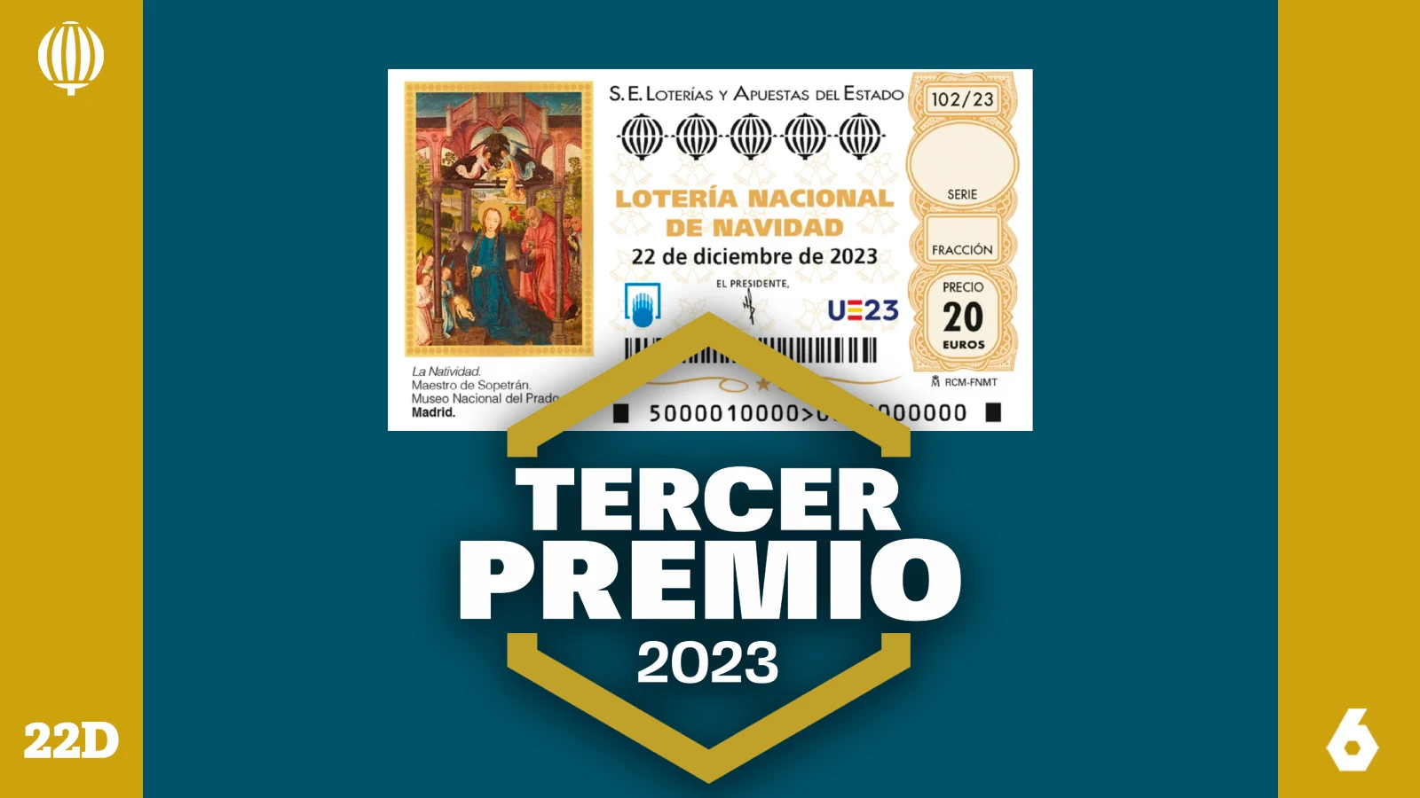 El décimo del tercer premio de la Lotería de Navidad 2023