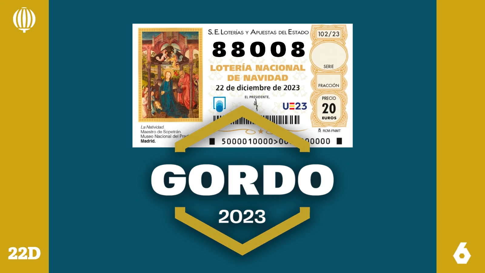Gordo de la Lotería de Navidad 2023.