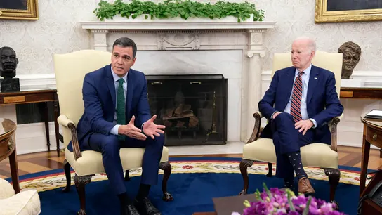 Imagen de archivo de la reunión del pasado mes de mayo en la Casa Blanca entre Pedro Sánchez y Joe Biden. Imagen de archivo de la reunión del pasado mes de mayo en la Casa Blanca entre Pedro Sánchez y Joe Biden.