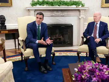 Imagen de archivo de la reunión del pasado mes de mayo en la Casa Blanca entre Pedro Sánchez y Joe Biden.