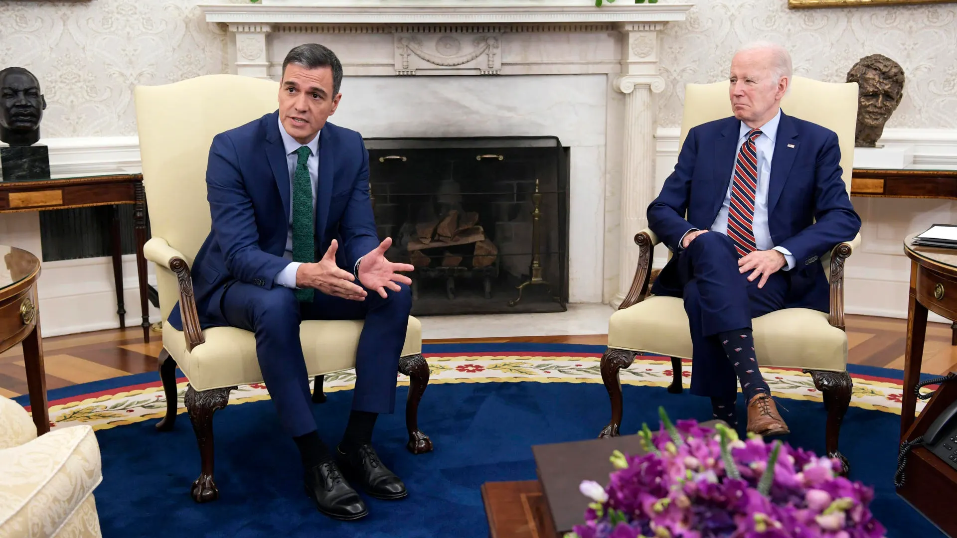 Imagen de archivo de la reunión del pasado mes de mayo en la Casa Blanca entre Pedro Sánchez y Joe Biden.