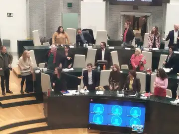 Concejales de PSOE y Más Madrid abandonan el pleno después de que Ortega Smith tirase &quot;una lata a Rubiño a la cara&quot;