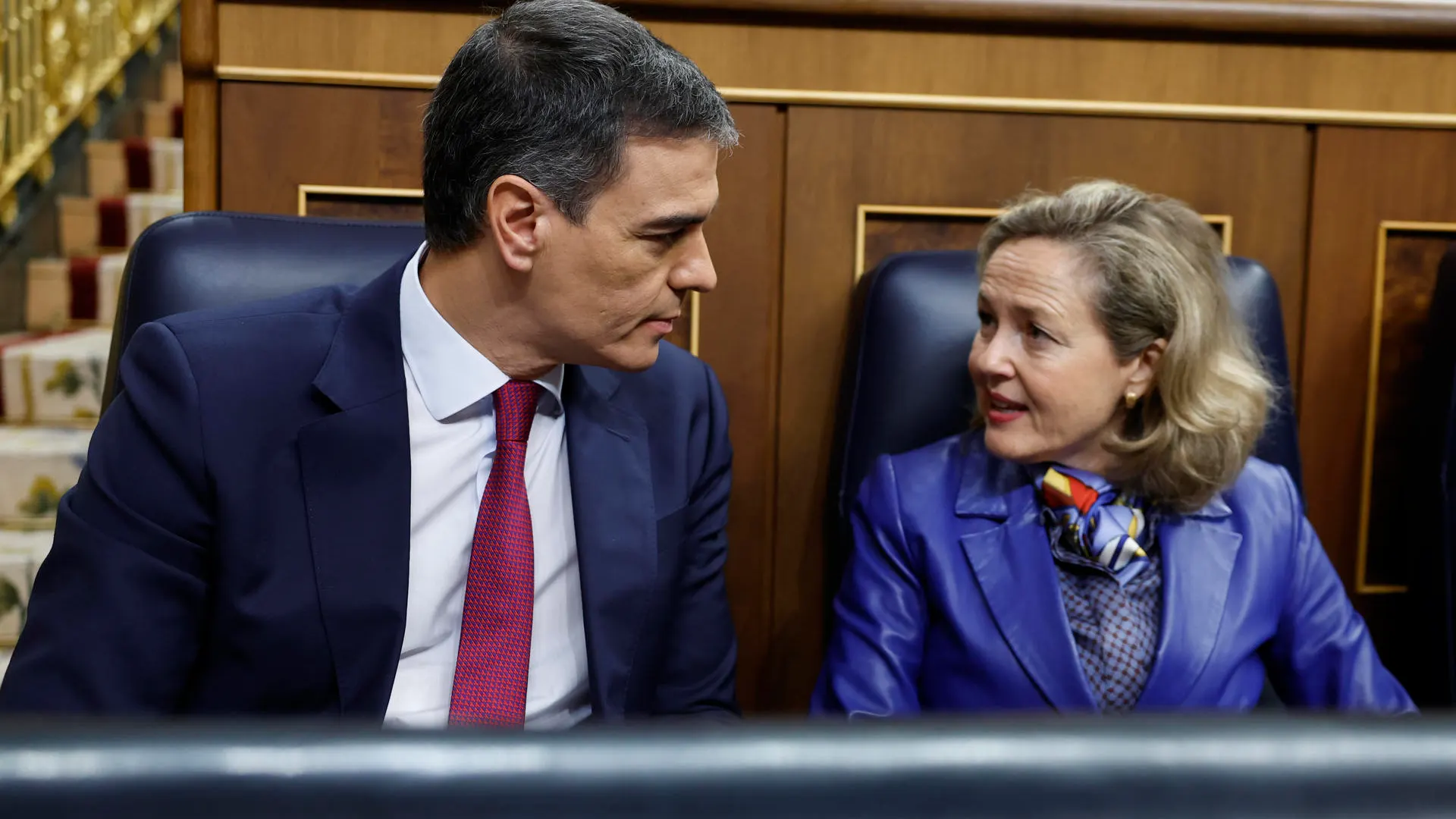 Pedro Sánchez y Nadia Calviño en el Congreso de los Diputados