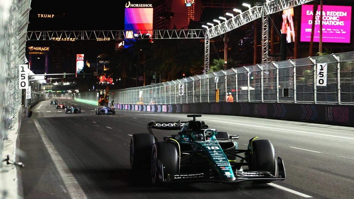 El Aston Martin de Lance Stroll, en Las Vegas