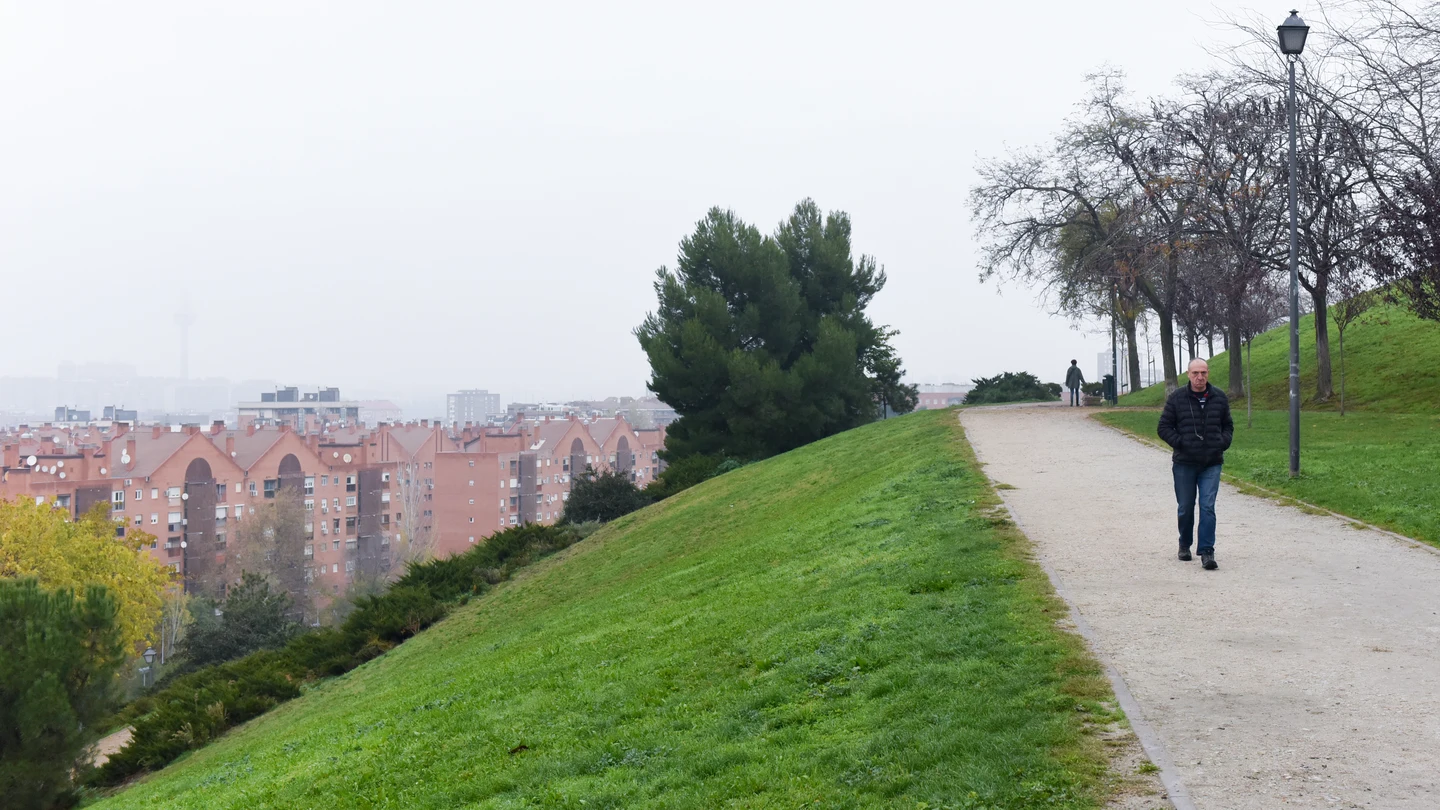 Imagen de un hombre paseando en un parque Imagen de un hombre paseando en un parque