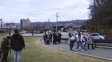 Evacuación de ciudadanos de las zonas costeras tras el terremoto, en Wajima, Japón