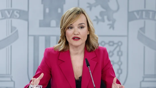 La ministra de Educación, Formación Profesional y Deportes, Pilar Alegría, durante una rueda de prensa  La ministra de Educación, Formación Profesional y Deportes, Pilar Alegría, durante una rueda de prensa