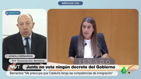 Gonzalo Bernardos carga contra la política fiscal de Junts "Los ricos deben ayudar a los pobres a través de los impuestos, ya sea que el rico esté en Madrid, Palma de Mallorca o en Barcelona", afirma rotundo el economista Gonzalo Bernardos en este vídeo de Más Vale Tarde.