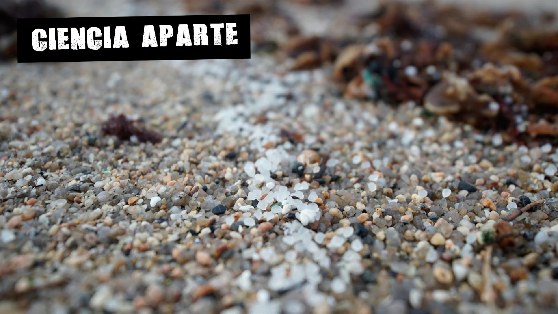 Pellets de plástico en la playa de Sabón, a 9 de enero de 2024, en A Coruña, Galicia (España).