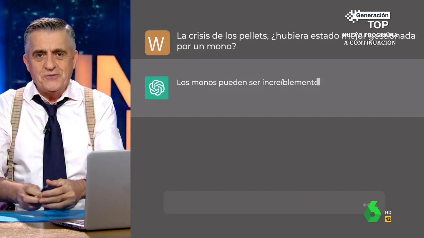 ¿La crisis de los pellets habría estado mejor gestionada por un mono?: la pregunta de Wyoming a la inteligencia artificial "¿Es mejor recoger los pellets o discutir sobre quién tiene que recogerlos?" o "¿Se puede hacer nudismo en una playa con pellets?" son otras de las preguntas que Wyoming plantea a la inteligencia artificial. Sus respuestas, en este vídeo.