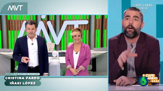 Iñaki López desafía a Dani Mateo: Mi médico llamará al tuyo para decirle motivos de verdad para una baja Iñaki López y Cristina Pardo bromean con Dani Mateo sobre su ausencia en Zapeando de la pasada semana por una gripe: "El rey del absentismo soy yo desde mi llegada en 2013", comenta el presentador de Más Vale Tarde en este vídeo.