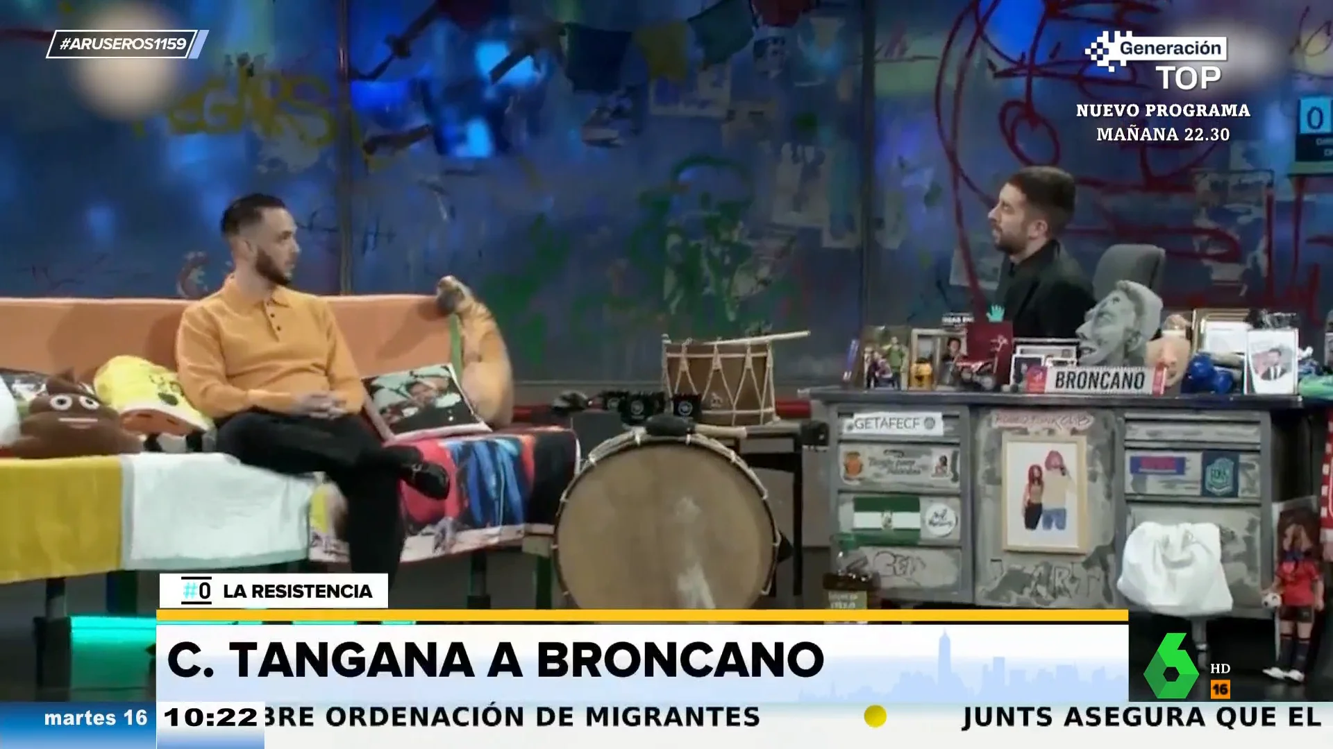 El inesperado dardo de C.Tangana a David Broncano en La resistencia con guiño a Jordi Évole