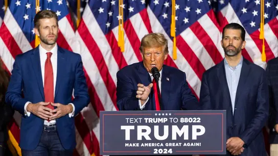 El expresidente Donald Trump durante su discurso tras ganar el caucus de Iowa. El expresidente Donald Trump durante su discurso tras ganar el caucus de Iowa.